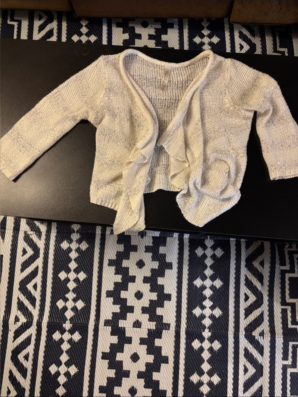 Cherokee Cream Ruffle Front Kids Cover up with shimmer
